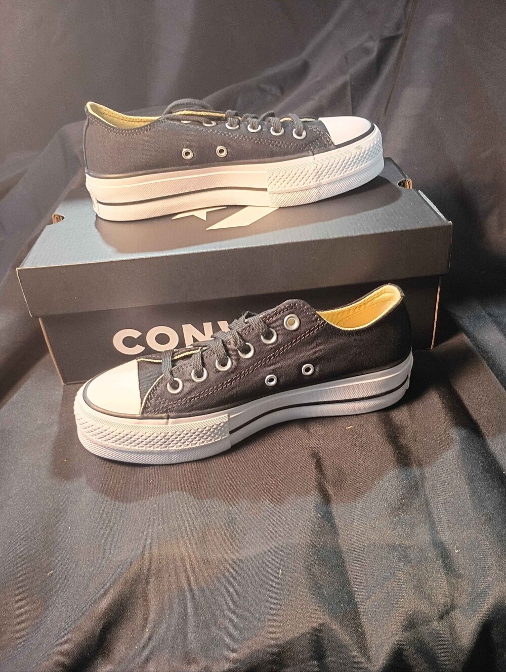 Converse Black White Platform Low Top Sneakers